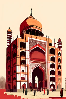 Delhi red fort illustration.