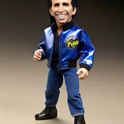 figure smile "the fonz" Fonzie arthur fonzarelli young greaser jacket winkler toy plastic doll face boot (plastic black hair) full body in package (2 thumbsup) 2020 head karate kick