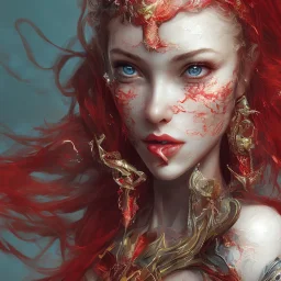 portrait beautiful red woman elf