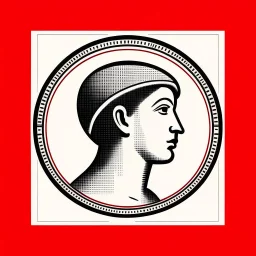 greek statue front portrait logo bauhaus, stamp.