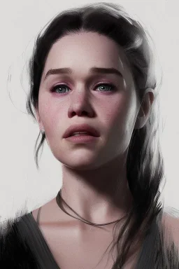 emilia clarke, head and shoulders portrait, head and, 8k resolution concept art portrait by Greg Rutkowski,