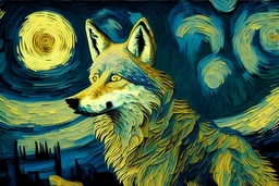 a wolf in van gogh style