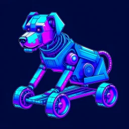 Doctor Who K-9 Robot Dog on wheels, Vaporwave design