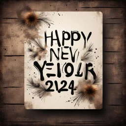 Hyper Realistic Grungy Happy New Year Card with decorative rustic background