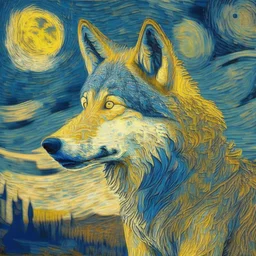 a wolf in van gogh style