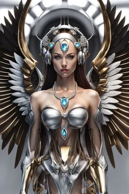 High details beautiful angel cyborg jewelry diamonds,full body