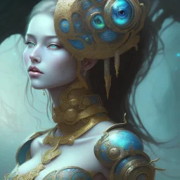 sango fantasy, fantasy magic, intricate, sharp focus, illustration, highly detailed, digital painting, concept art, matte, artgerm and paul lewin and kehinde wiley, masterpiece sexy lips Asian lady body Papu New Guina turquoise space lady space sun galaxy