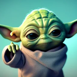 Chibi yoda, pixar 2022, modern Disney style, octane render, realistic, hyper detailed, star wars war background