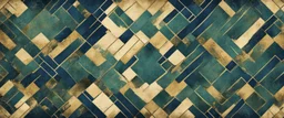 Hyper Realistic Green, Navy-Blue & Golden Abstract Retro Grungy Tile-Texture