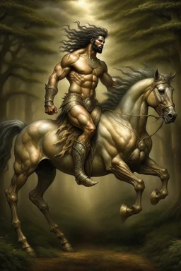 The magnificent and ethereal creature known as the centaur a glorious melding of equine and human form captivates the imagination with its majestic presence as its powerful equine body akin to the untamed wildness of the open fields harmoniously merges with the dignified human upper torso evoking a sense of grace and mystique that leaves all who behold it in awe and wonder