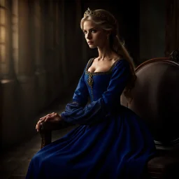 Medieval princess in blue dress, 4K, high quality