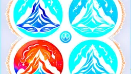 Generate a visually striking and memorable logo that embodies the principles of distinctiveness, simplicity, and memorability for "Prana Breathwork" using the Ice & Fire Transformation theme. Utilize a palette of Crisp Blue Ice, Pure White, and Vibrant Orange. Incorporate elements such as the Montanha de Gelo (Ice Mountain), symbolizing resilience, and the flickering Chama (Flame) for energy and vitality.