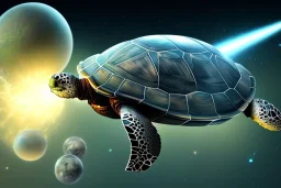 turtle spaceship with thrust and planet