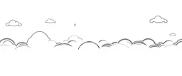 a series spaced curved and looping horizontal lines with paths inspired by clouds, cloud topography, whimsical cute, kawaii, black lines on white, vector lines