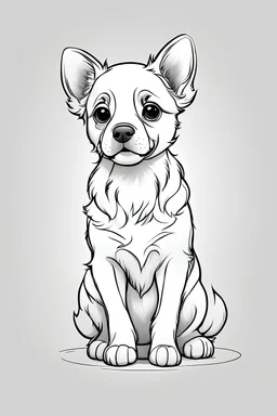 Outline art for cute dog, Coloring pages with cute dog, white background, Sketch style, cartoon style, full body, only use outline, clean line art, white background, no shadows and clear and well outlined, black outline, black and white only, only outline should be black everything else should be white, without shades, real properties