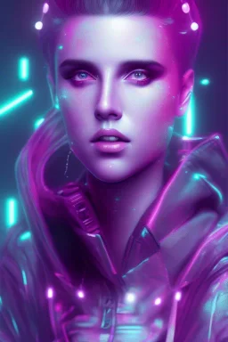 danish singer mø face, cyberpunk, neonbrush tones,