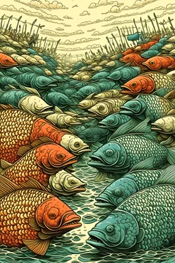 A war between two armies of fish