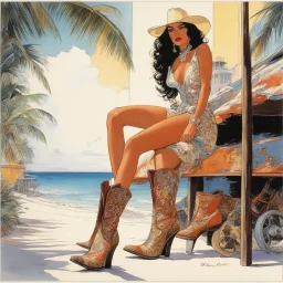 [art by Michael Kaluta] a day in the life of an american model in Miami: estas son las botas cowboy espanolas que llevaras incluso en verano