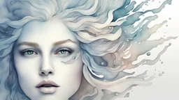 watercolor wave intricate detail, splash screen, complementary colors, fantasy concept art, 8k resolution, pale skin, twilight, extreme quality, extremely detailed, ultra-detailed face, ultra hd 8k,white background
