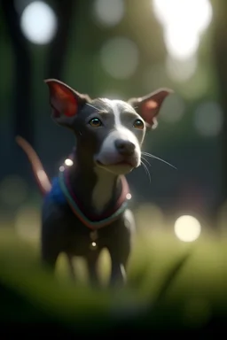 portrait of dog elf training spear throwing, bokeh like f/0.8, tilt-shift lens 8k, high detail, smooth render, down-light, unreal engine, prize winning