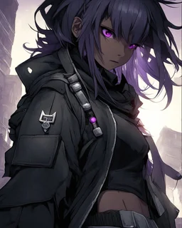 beyaz kısa saçlı mor gözlü insan olmayan bir karakter