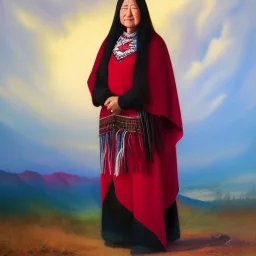 Full body portrait, painting, medium shot lady style of Yup'ik