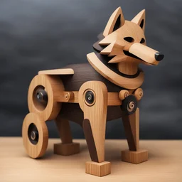 Wooden Clockwork Wolf arcane toy