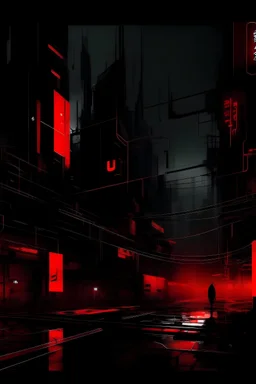 pos-apocalyptic cyberpunk city, a plubicity showing the number "2222", abstract black painting, illuminated red neon, concept art, dark, high contrast, make it as a sticker