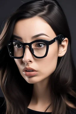 Mujer con lentes rotos y cara de culo