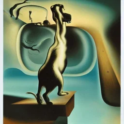 Alien Abduction of a dog painted by Dali