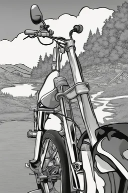 coloring page for kids, bike, thick outline, low details, no shading, no color