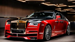 A (((bmw rolls royce))) featuring a luxurious interior, advanced technologies, and a sleek body kit designed by MANSORY, exuding an air of sophistication and power