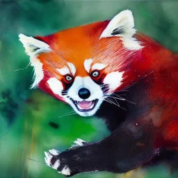 red panda by Agnes Cecile surrounded by sakuras, soft natural colors