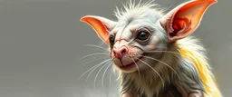 rat gremlin gandalf as woman , airbrush and pen outline