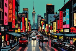 pop art pixels 1000 images shanghai in the style of warhol