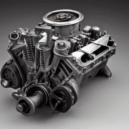 old, small size, 1-cylinder car engine