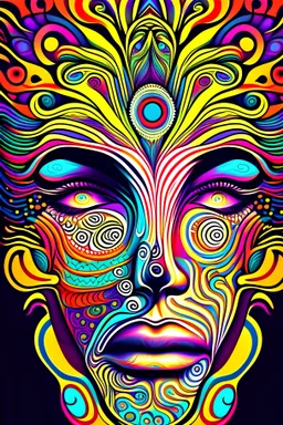 psychedelic human face high detailed vector