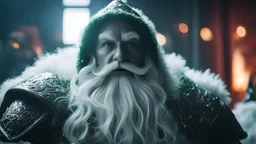 dramatic shot of ghost, AI Overlord Santa, greenteam, cinematic, high depth of field