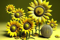 3d,sunflowers,patterns,minimalism,dada