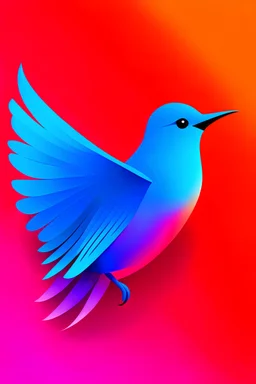 Describe the bird used in the Flutter brand within a square shape with a beautiful gradient colored background