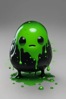 small, cute, slime, dnd, blob, ooze, realistic, black and green