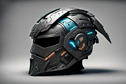 Design new age armor helmet with hints of cyberpunk, using the technology and materials available today