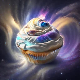 galactic muffin in space, cosmic cream vortex, 8k resolution, photorealistic, ultra detailed