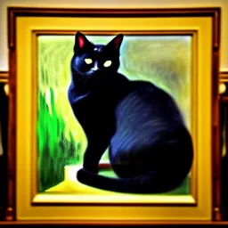 oil portrait of a Cat watching a fishbowl by Monet 8k