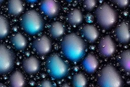 Blue raindrops, diamant, black backround , close up view, photo quality, ultra realistic