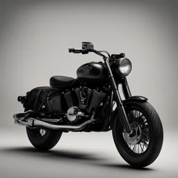 Prompt 1: Generate a visual of a sleek black Harley-Davidson motorcycle placed against a neutral backdrop. Ensure the texture of the matte black paint is prominently highlighted, with subtle reflections adding realism. Pay attention to the play of light and shadows to enhance the depth of the image.