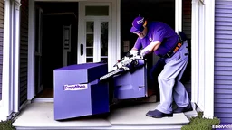 fedex driver with a chainsaw at the front door