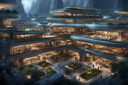 future underground city system with people, infrastructure, shops, housing, HDR, cel-shaded, hyperdetailed, award winning, crisp quality, epic