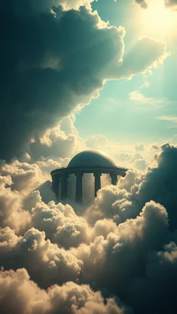 A huge the world “ Sa “above swirling clouds, emerges from the heart of a raging storm. Turbulent winds of steam swirl around the iconic structure, lit by shafts of sunlight that cast dramatic shadows on the A beautiful sun , High quality 16k cinematic scene and great photography
