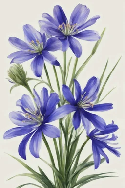 Agapanthus flower water color on white background